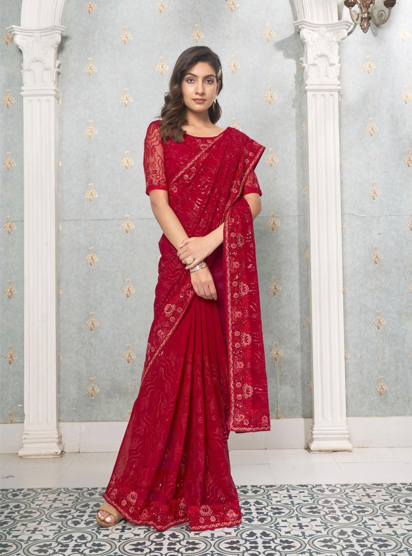 Kalista Lime Sequence Worked Party Wear Sarees Catalog
